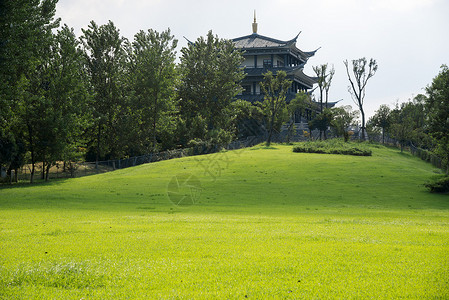 免抠山坡草地江苏淮安淮河老街景点背景