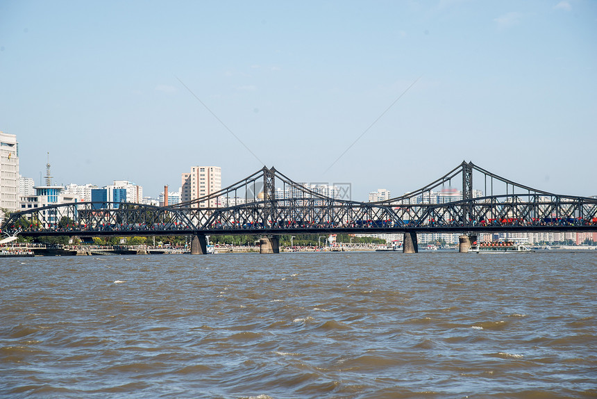彩色图片鸭绿江辽宁省丹东大桥图片