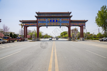 汽车风格素材地标建筑运输美景河北省雄州牌坊背景