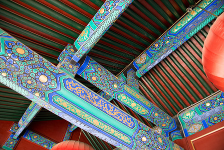 日光灯管彩色人造建筑彩色图片都市风景北京恭王府背景