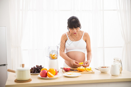 怀孕新妈妈维生素成年人东亚孕妇准备水果背景