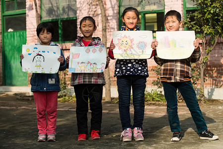 社会教育海报学校梦想绘画作品乡村小学里的小学生背景