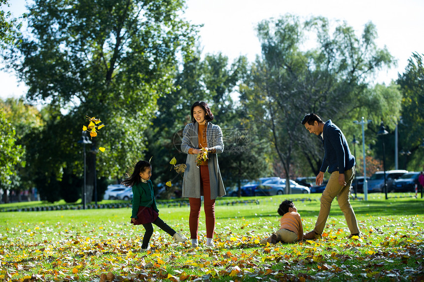 草地毛衣休闲活动幸福家庭在户外图片