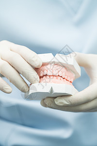 关爱牙科体验券牙科医生给患者治疗背景