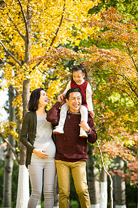 垂直构图核心家庭放松幸福家庭在户外玩耍图片