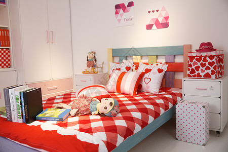 卡通背景装饰物住房布置粉色的儿童房背景