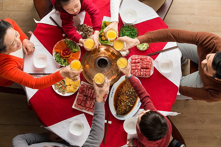 幸福的收集饮料健康食物气氛幸福家庭过年吃团圆饭背景