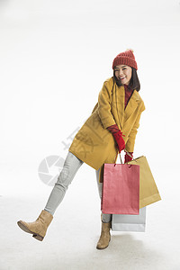 愉悦零售购物袋青年女人购物图片