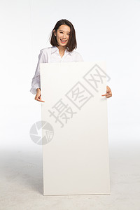 暂无消息提示设计消息东方人商务青年女人和白板背景
