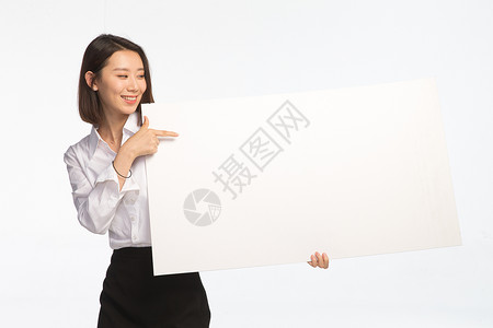 广告数据广告公告信息数据商务青年女人和白板背景
