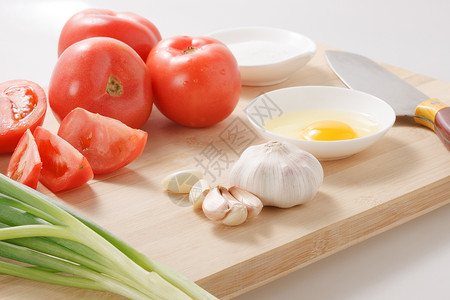 餐具静物健康生活方式炒西红柿鸡蛋的食材高清图片