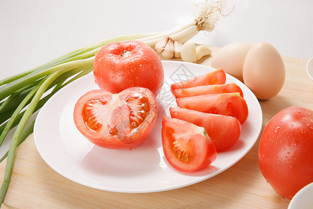 色彩鲜艳健康生活方式生食炒西红柿鸡蛋的食材图片