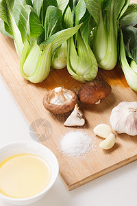 炒香菇油菜的食材高清图片