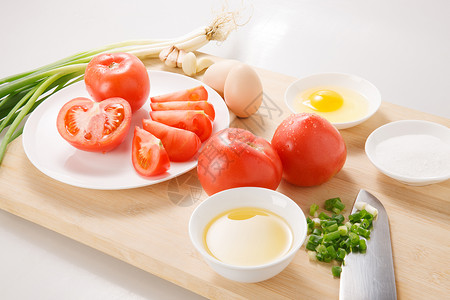 红色传统文化文化炒西红柿鸡蛋的食材高清图片