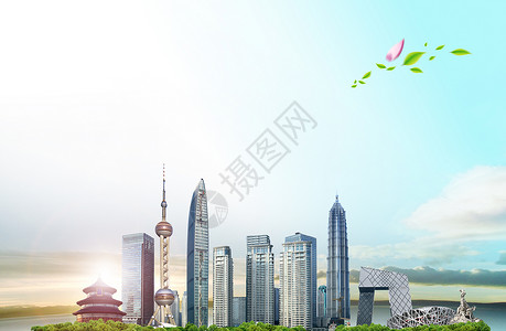 深圳电视塔数码合成旅行羊城城市地标建筑背景