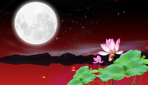星星童话素材中国传统节日中秋节吃月饼背景