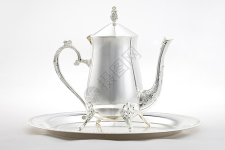 金属水壶现代银餐具背景