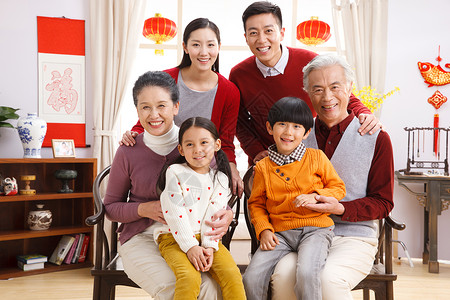 中等数量人群亚洲传统庆典东方人快乐家庭新年大团圆背景