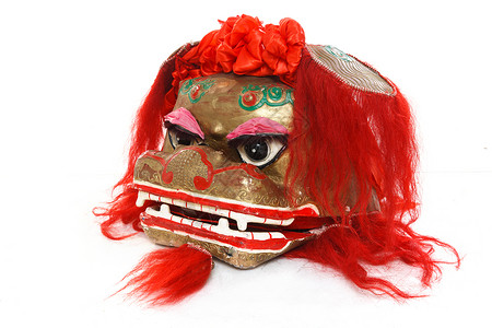 部落艺术红色狮子元素舞狮道具背景