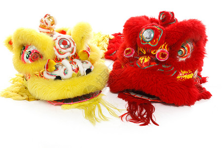 动物面具新年传统舞狮道具背景