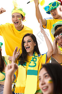 疯狂人群装扮男巴西文化青年球迷拉拉队背景