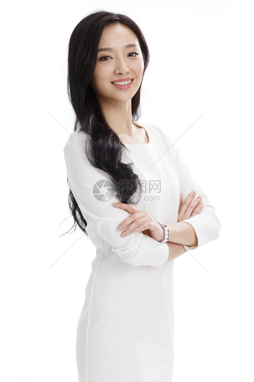 长发亚洲人独立年轻商务女图片
