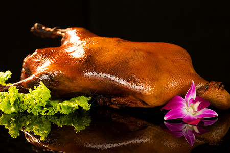东亚鸭肉静物北京烤鸭背景图片
