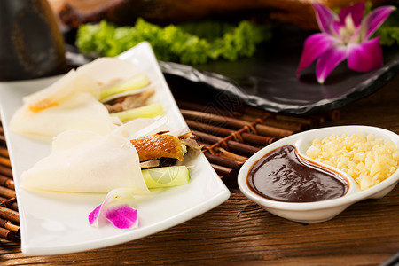 鸭肉健康的食品北京烤鸭背景图片