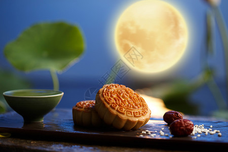 天狗吃月亮中国传统节日中秋节吃月饼背景