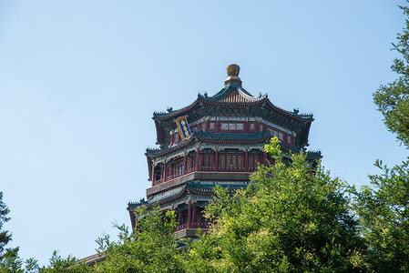 亚洲天空亭台楼阁北京颐和园图片