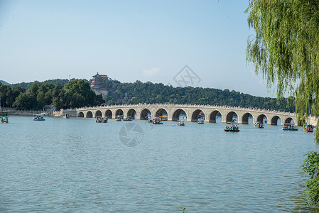 小七孔桥十七孔桥无人传统文化北京颐和园昆明湖背景