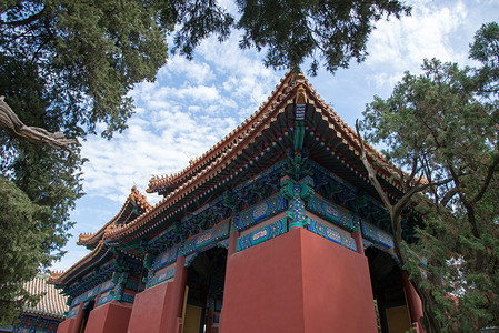 地标元素亭台楼阁公园北京雍和宫背景