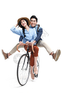 18岁到19岁青年女人女朋友青年情侣骑自行车背景图片