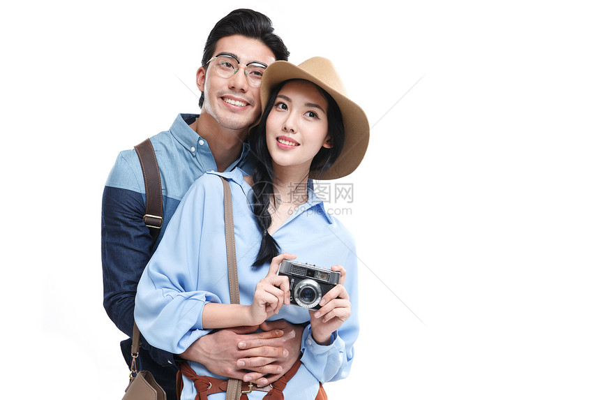 成年人水平构图人青年情侣旅行图片