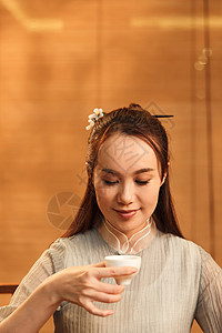 东方女人喝茶图片