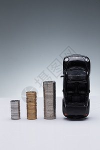 汽车项目财务项目硬币和汽车模型背景