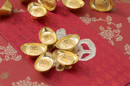 金币红包元素金色春节财富金元宝背景