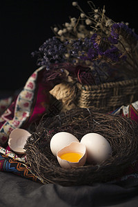 静物影棚拍摄巢土鸡蛋图片