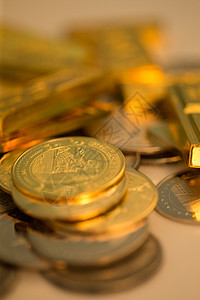 货币技术收集金币和金条背景