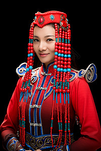 完美少数民族肖像穿着蒙古族服饰的女人图片