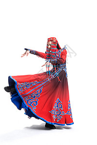 动态舞蹈素材动作动态动作面部表情穿着蒙古族服饰的女人背景