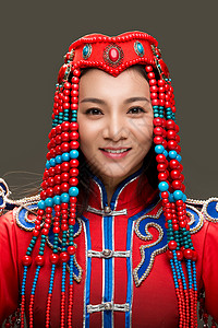 摄影面部表情20到24岁穿着蒙古族服饰的女人背景图片