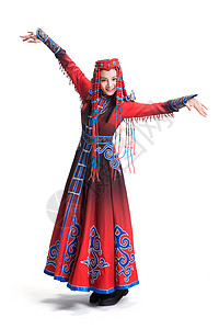 传统服装20多岁青年人穿着蒙古族服饰的女人图片