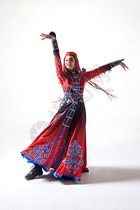 幸福民族艺术穿着蒙古族服饰的女人高清图片