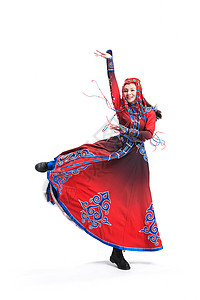 中华民族垂直构图民俗穿着蒙古族服饰的女人背景图片