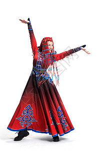 传统摄影衣服穿着蒙古族服饰的女人背景图片
