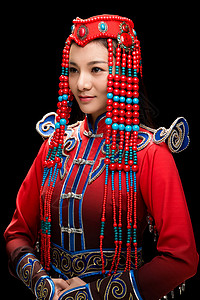 文化民族服饰成年人穿着蒙古族服饰的女人背景图片