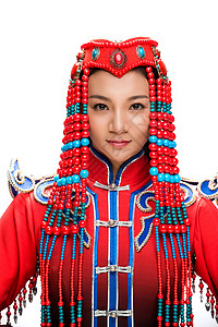 中华民族成年人亚洲人穿着蒙古族服饰的女人图片