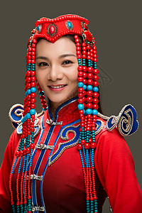 肖像仅一个女人蒙古人穿着蒙古族服饰的女人图片