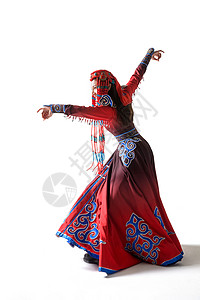 传统服装张开手臂仅一个人穿着蒙古族服饰的女人背景图片